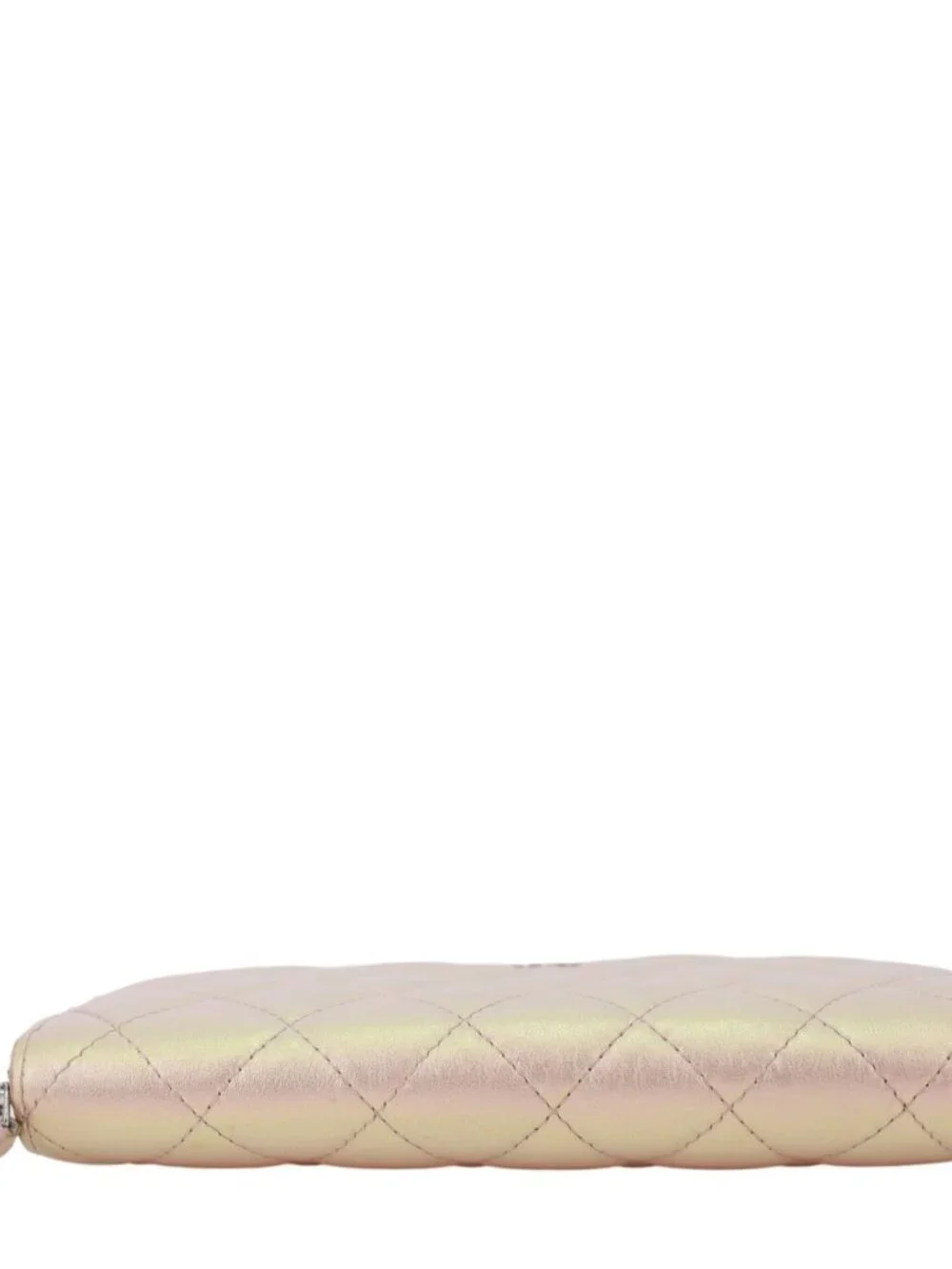 Chanel  Gusset Iridescent Leather Zip Around Wallet Pink